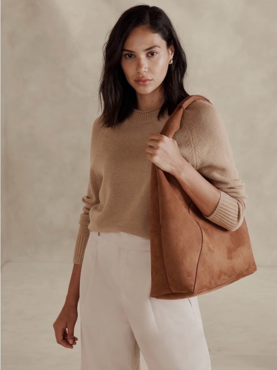 Banana Republic Vegan Suede Lotus Tote in Cognac Brown - Picture 2 of 5